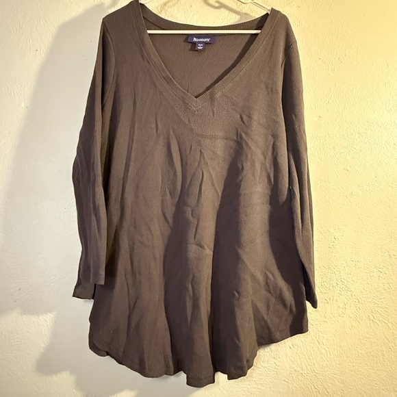 Roaman's Tops - Roaman’s Chocolate V-Neck Tunic